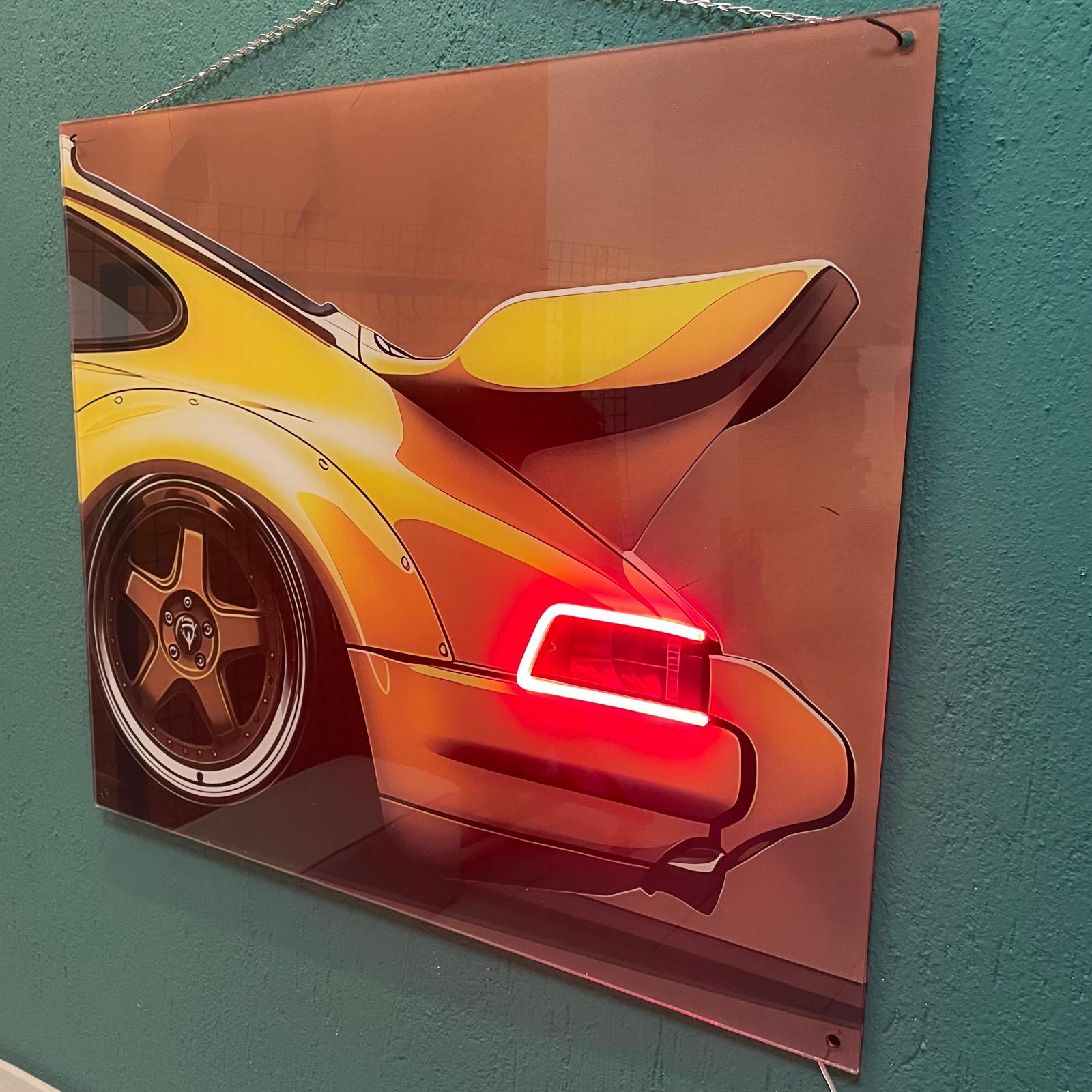 Acrylic UV‑Printed Car Neon Poster with LED Glow – Custom Sizes Available